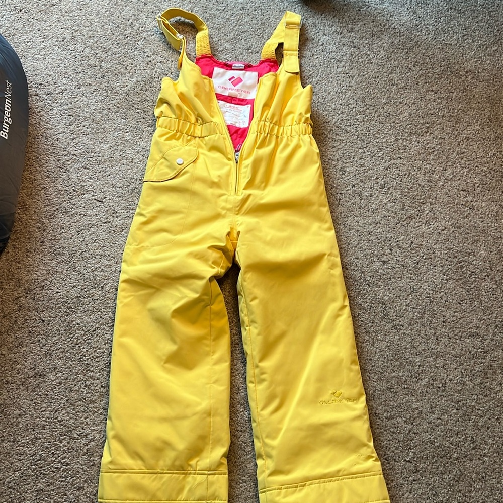 Little girls Obermeyer Ski and snow overalls pants yellow size 6